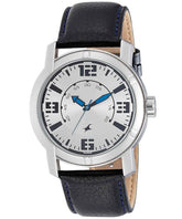 Fastrack Men's Watch Analog, Silver Dial Black Leather Strap, 3021SL03